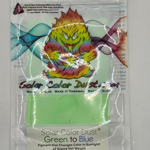 New, Green to Blue Solar Color Dust Fluorescent Pigments 10 Gram Pouch - Picture 1 of 2